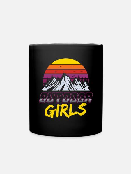 Outdoor Girls, Scout, Pfadfinder, Natur Abenteuer - Tasse einfarbig - Schwarz