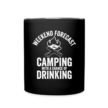 Prévisions de week-end Camping avec une chance de boire - Mug uni - noir - Devant