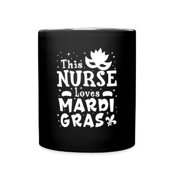 Infirmière Mardi Gras Scrub Top RN ICU PACU NICU ER CNA - Mug uni - noir - Devant