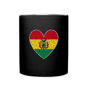 Bolivien Herz Kunstdesign - Tasse einfarbig - Schwarz - Vorne