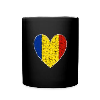 Romania Heart Art Design - Full Colour Mug - black - Front