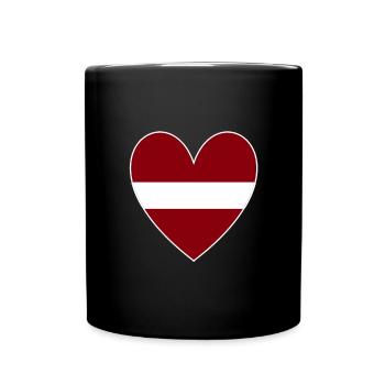 Lettland Herz - Tasse einfarbig - Schwarz - Vorne