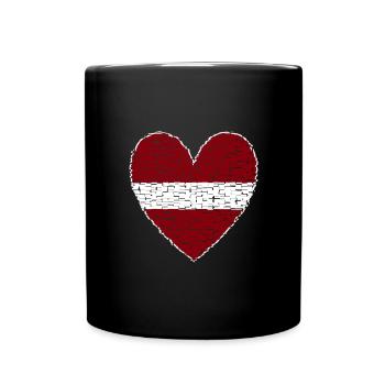 Lettland Herz Kunstdesign - Tasse einfarbig - Schwarz - Vorne