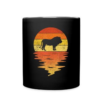 zookeeper Lion idea retro sunset 70s vintage Lion - Full Colour Mug - black - Front
