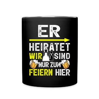 JGA T-Shirt Männer Junggesellenabschied Poltern - Tasse einfarbig - Schwarz - Vorne