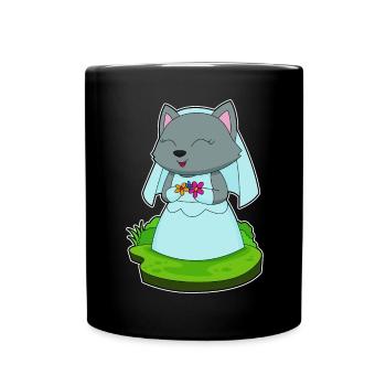 Cat Bride Flowers Wedding - Full Colour Mug - black - Front