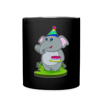 Gâteau d’anniversaire d’éléphant - Mug uni - noir - Devant