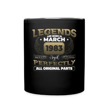 40th birthday man March born 1983 legend - Full Colour Mug - black - Front