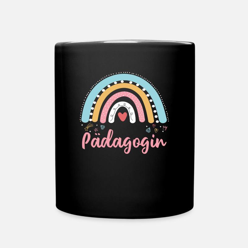 Pädagogin Regenbogen Erzieherin Kindergärtnerin - Tasse einfarbig - Schwarz