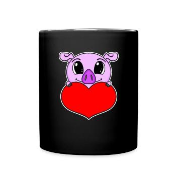 Pig Heart Love - Heart Motif - Mug uni - noir - Devant