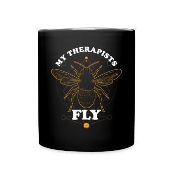 Meine Therapeuten fliegen - Tasse einfarbig - Schwarz - Vorne