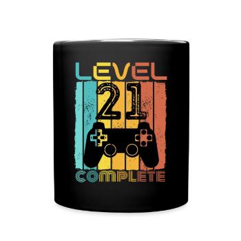21 Jahre - 21. Geburtstag Level 21 Complete Design - Tasse einfarbig - Schwarz - Vorne