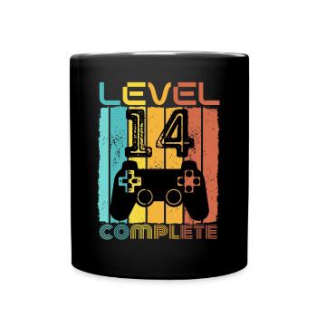 14 Jahre - 14. Geburtstag Level 14 Complete Design - Tasse einfarbig - Schwarz - Vorne