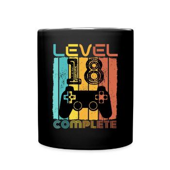 18 Years - 18th Birthday Level 18 Complete Design - Full Colour Mug - black - Front