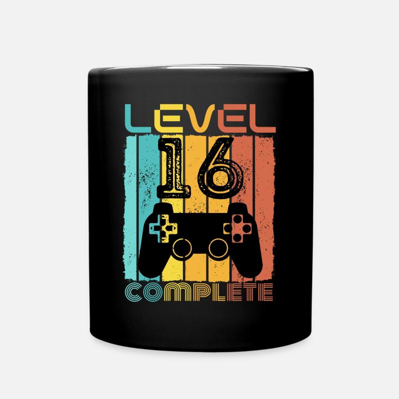 16 years - 16th birthday Level 16 Complete Design - Full Colour Mug - black