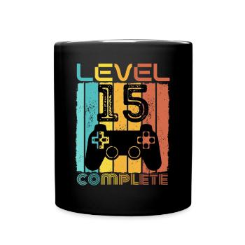15 Years - 15th Birthday Level 15 Complete Design - Full Colour Mug - black - Front