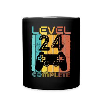 24 Jahre - 24. Geburtstag Level 24 Complete Design - Tasse einfarbig - Schwarz - Vorne