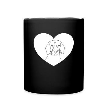 Cœur de tête de chien - Mug uni - noir - Devant