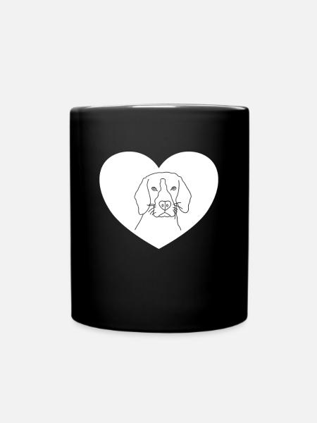 Hund Hundekopf Herz - Tasse einfarbig - Schwarz