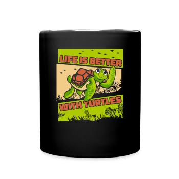 Life is better with turtles aquatic turtle - Full Colour Mug - black - Front