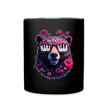 Mama Bear Lunettes de soleil Mama Bear Fleurs de la fête des mères - Mug uni - noir - Devant