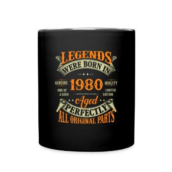 42. Geburtstag Vintage Legends geboren 1980 42 Jahr - Tasse einfarbig - Schwarz - Vorne
