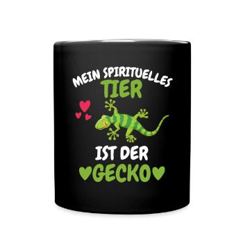 Mein spirituelles Tier Geschenk Lustiges Gecko - Tasse einfarbig - Schwarz - Vorne