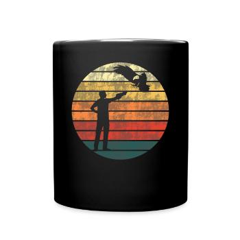 Falkner Mit Greifvogel Falknerei Retro Geschenk - Tasse einfarbig - Schwarz - Vorne