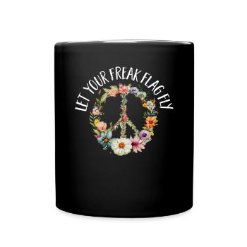 Hippie Peace Sign Peace Flowers Flower Child - Mug uni - noir - Devant