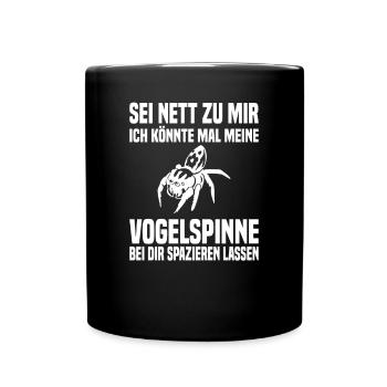 Vogelspinne Haustier Spinnentier - Tasse einfarbig - Schwarz - Vorne