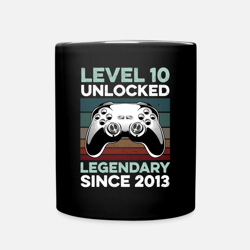 Level 10 Years Birthday Year 2013 Gamer Boy - Full Colour Mug - black