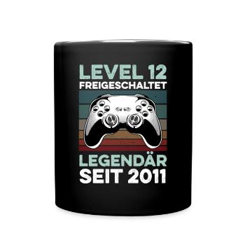 Level 12 Jahre 12. Geburtstag Jahr 2011 Gamer - Tasse einfarbig - Schwarz - Vorne