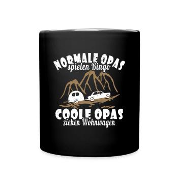 Wohnwagen Camping Rentner Opa - Tasse einfarbig - Schwarz - Vorne