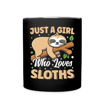 Just A Girl Who Loves Sloths Cute Kawaii Sleeping - Full Colour Mug - black - Front