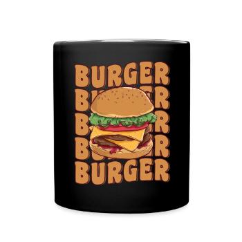 Groovy Cheeseburger Lover Burger Cookout Foodie - Full Colour Mug - black - Front