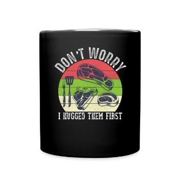 Metzger Schlachttier Fleischschneider BBQ - Tasse einfarbig - Schwarz - Vorne