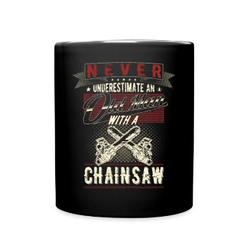 Ne sous-estimez jamais la tronçonneuse d’un vieil homme - Mug uni - noir - Devant