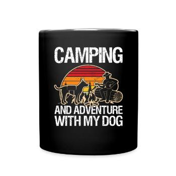 Camping at Adventure with my Dog - Full Colour Mug - black - Front