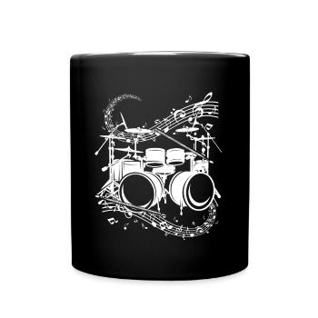Musical Drums Drumming Drum Musician Music Notes - Tasse einfarbig - Schwarz - Vorne