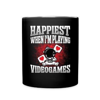 Happiest when i'm Playing Videogames - Full Colour Mug - black - Front