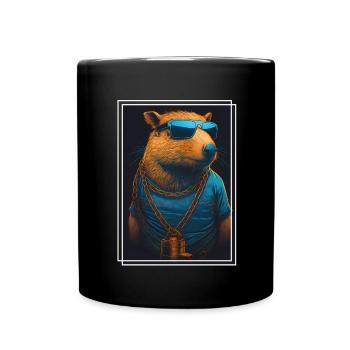 Capybara Capybara Cochon d’Inde Mèmes rongeurs - Mug uni - noir - Devant