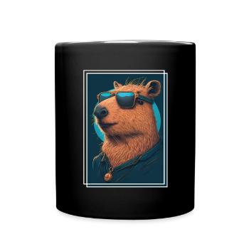 Capybara Capybara Cochon d’Inde Mèmes rongeurs - Mug uni - noir - Devant