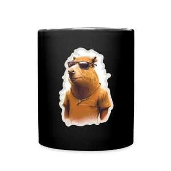 Capybara Capybara Cochon d’Inde Mèmes rongeurs - Mug uni - noir - Devant