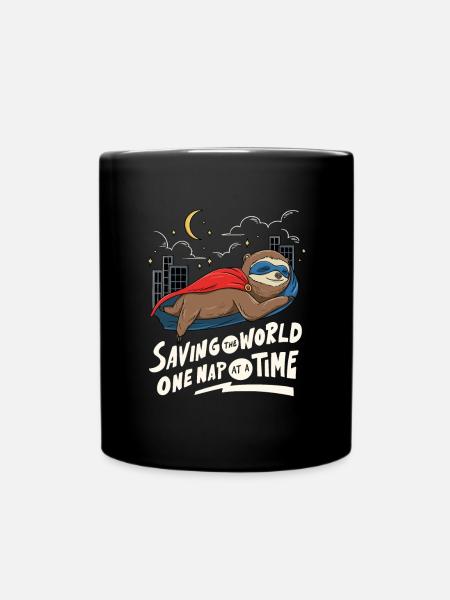 Faultier-Superhelden-Design zum Schlafen - Tasse einfarbig - Schwarz