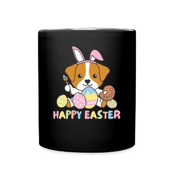 happy easter cute jack rusll Easter dogs - Full Colour Mug - black - Front