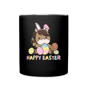 joyeuse Pâques doux cheval de Pâques avec des œufs de Pâques - Mug uni - noir - Devant