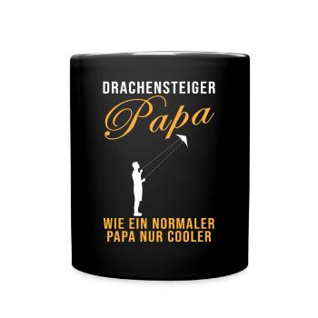 Drachensteiger Papa Spruch Drachenfliegen Geschenk - Tasse einfarbig - Schwarz - Vorne