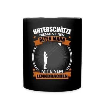 Drachenfliegen Alter Mann Spruch Geschenk - Tasse einfarbig - Schwarz - Vorne
