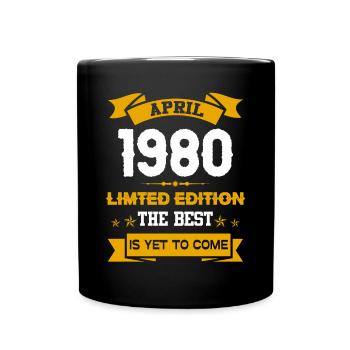 April 1980 Geburtstagsgeschenk - Tasse einfarbig - Schwarz - Vorne