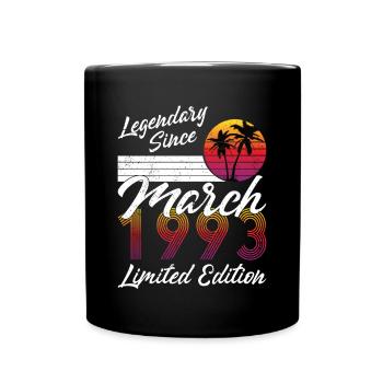 30e anniversaire né en mars 1993 Légendaire 1993 - Mug uni - noir - Devant